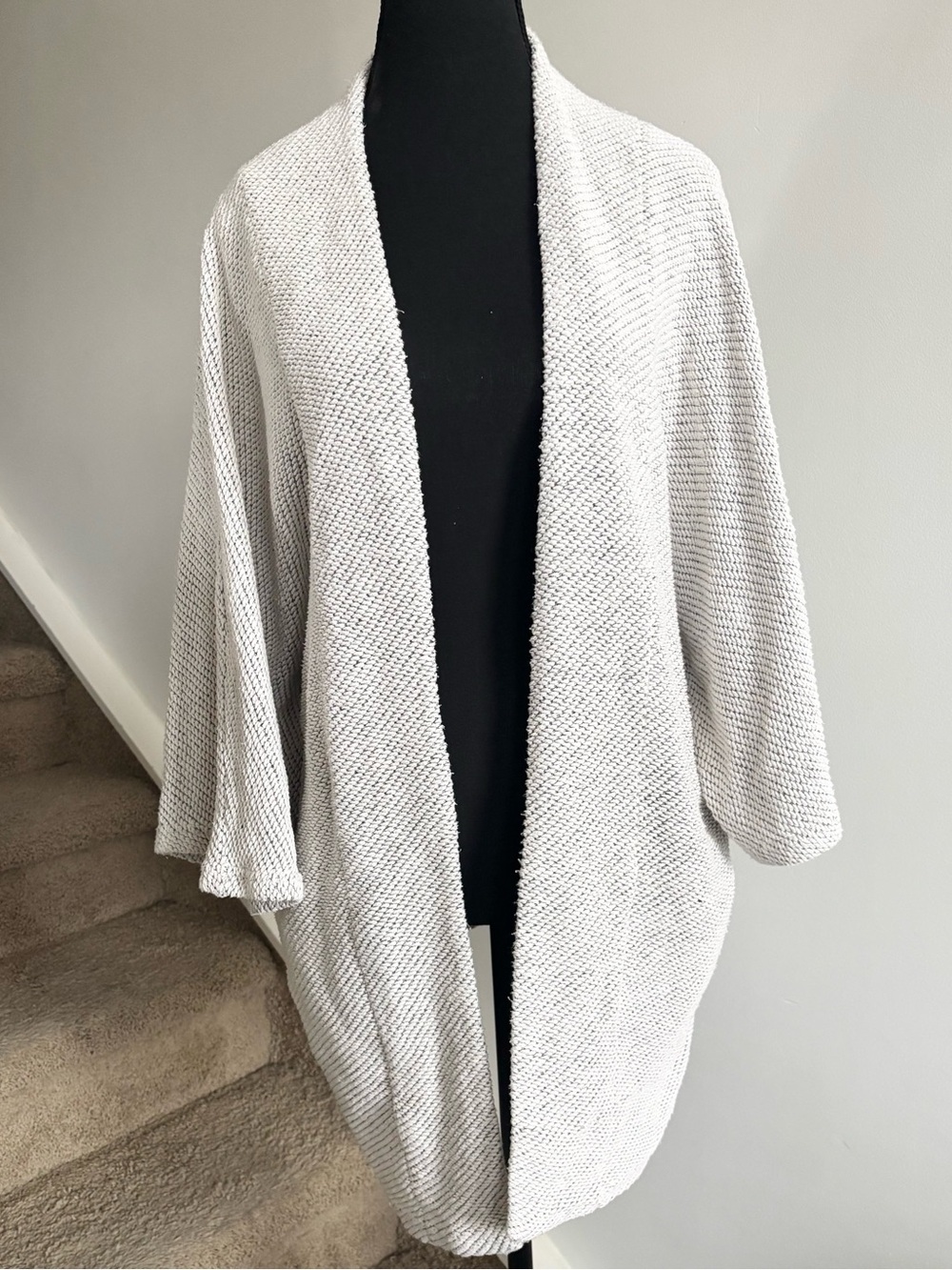 OAK + FORT Textured Open-Front Cardigan Light Gray - Picture 2 of 16